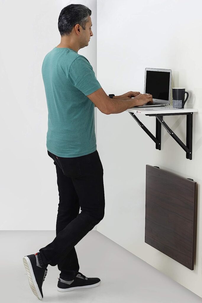 White Standing Desk with Drawers