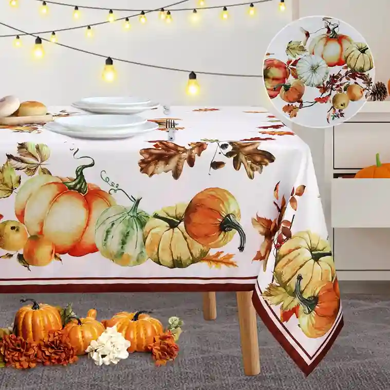 Fitable Thanksgiving Tablecloth Pumpkins Tablecloth Printed