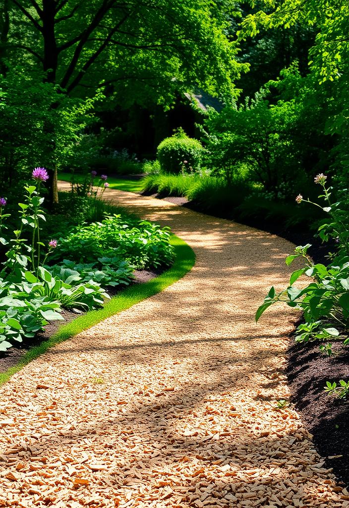 Affordable Garden Paths: DIY Mulch Walkway Ideas DIY mulch walkway idea. Affordable garden path using mulch. Budget-friendly garden landscaping. Mulch path for easy DIY garden design.