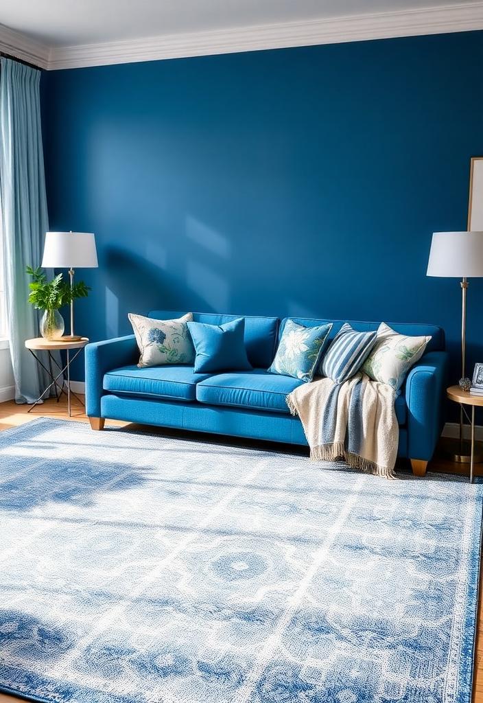 Blue Living Room Ideas: Pattern Mixing Designs Blue living room design: Pattern mixing ideas. Stylish blue & patterned decor for a modern, cozy living space. Interior design inspiration.