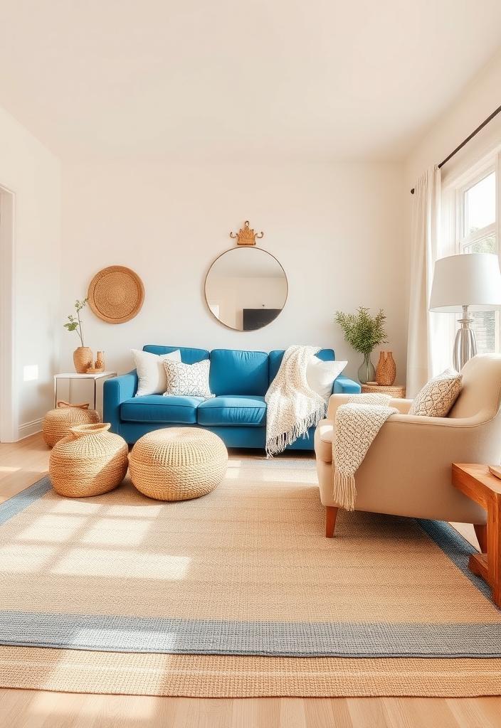 Calming Blue and Beige Living Room Ideas Calming blue and beige living room design. Serene color palette for a relaxing and stylish home interior.