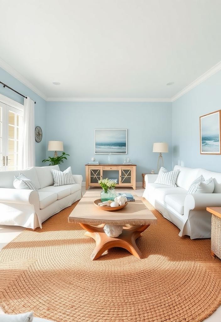 Coastal Blue Living Room Ideas: Relaxing Beach Decor Coastal blue living room decor ideas. Relaxing beach-themed interior design with serene blues and natural textures.