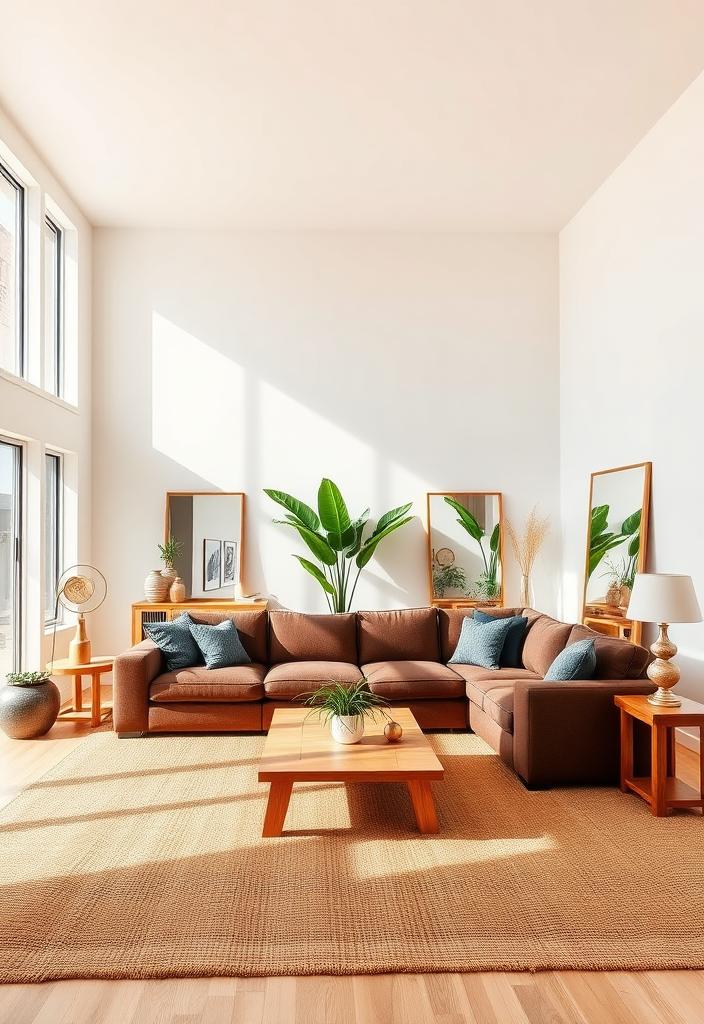 Cozy Brown Living Room Ideas: Open Concept Designs Cozy brown living room ideas, open concept design. Warm, inviting living space with brown tones. Modern home decor inspiration.