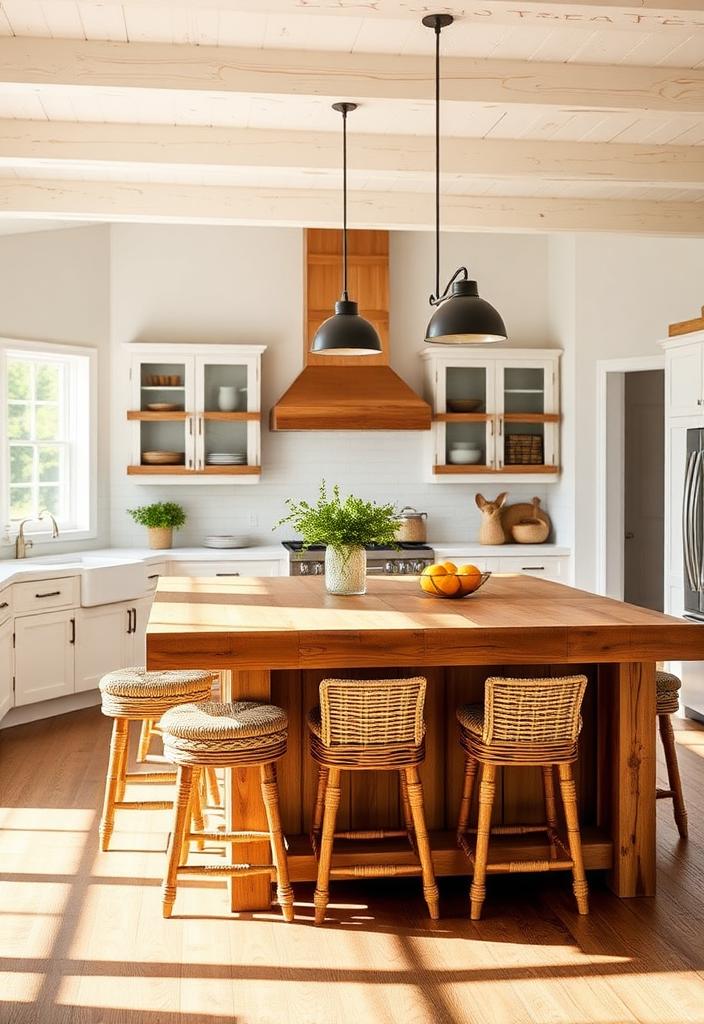 Farmhouse Kitchen Island Ideas: Rustic Charm Farmhouse kitchen island ideas: Rustic wood island with seating, adding charm and functionality to your country style kitchen.