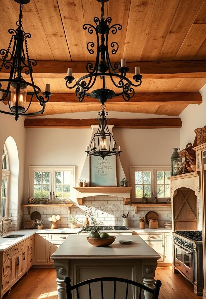 French Country Kitchen Lighting: Ideas & Inspiration French Country Kitchen Lighting: Ideas & Inspiration. Rustic pendant lights, farmhouse chandeliers, warm & inviting kitchen design.
