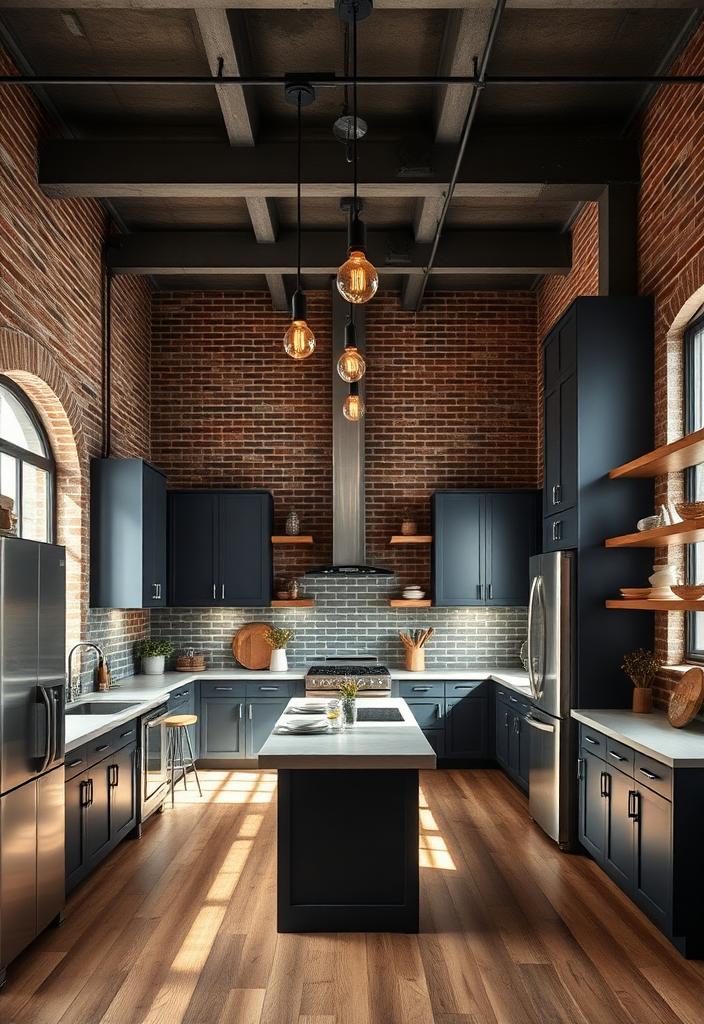Industrial Kitchen Design Ideas: Raw & Rustic Style Industrial Kitchen Design: Raw & Rustic kitchen with exposed brick, metal accents, and reclaimed wood. Modern industrial style ideas.