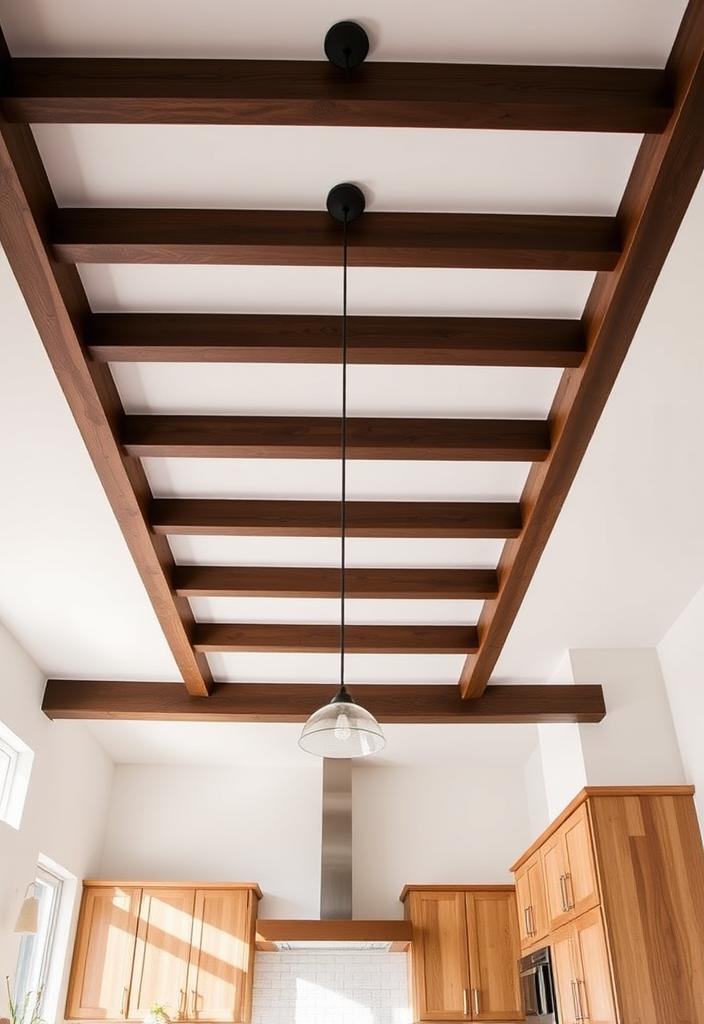 Kitchen Design: Exposed Wood Beams Ideas Kitchen Design: Exposed Wood Beams. Rustic kitchen with wooden beams, adding warmth and character. Ceiling beam ideas and inspiration.