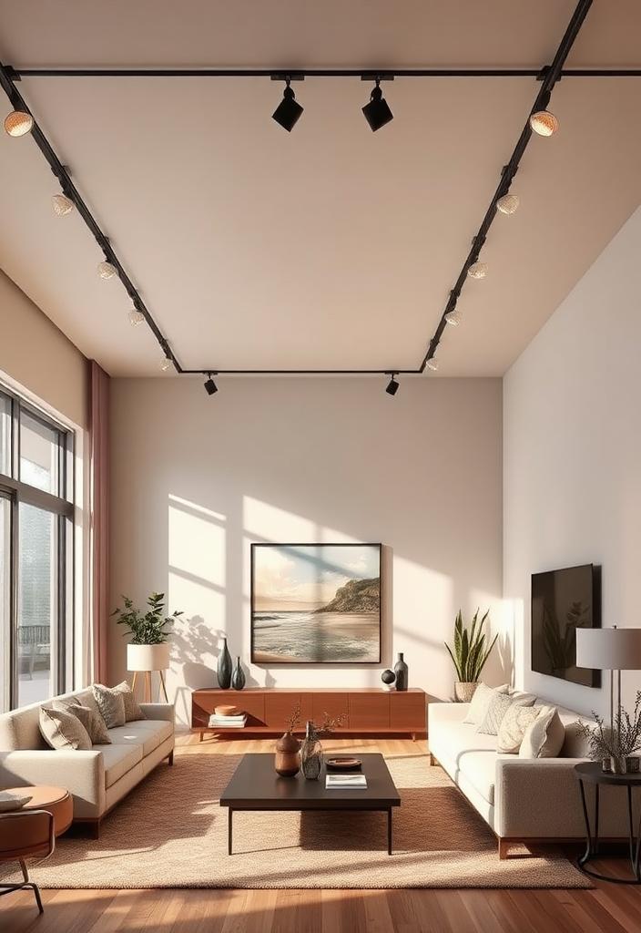 Modern Track Lighting Ideas: Stylish Home Illumination Modern Track Lighting: Stylish home lighting ideas showcasing sleek fixtures for contemporary interior illumination.