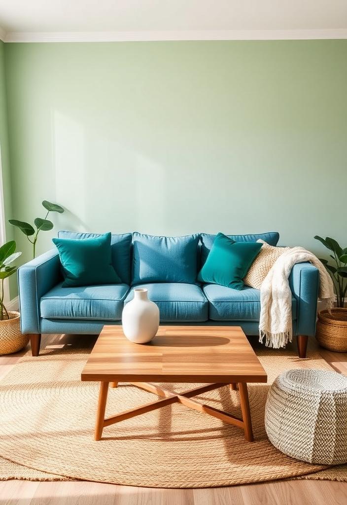Serene Sanctuaries: Designing Blue and Green Living Rooms Blue and green living room design idea. Serene sanctuaries with calming color palettes. Interior design inspiration.