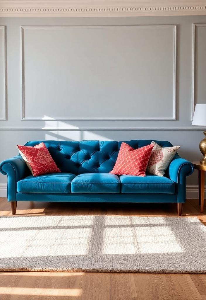 Stylish Blue Velvet Sofa Ideas for Your Home Stylish blue velvet sofa: Home decor inspiration. Modern living room furniture idea. Elegant blue couch design.