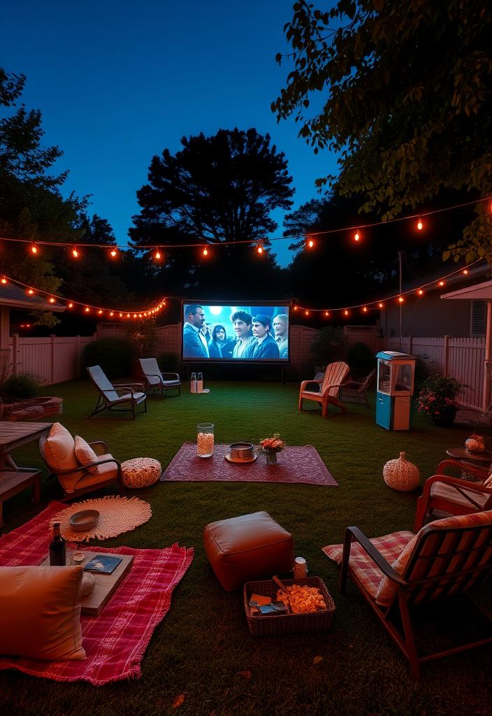 Backyard Movie Magic: Setting Up Outdoor Theaters Backyard Movie Night Setup. Outdoor theater image for creating backyard cinema. Projector, screen, seating & ambiance. #backyardmovie #outdoortheater