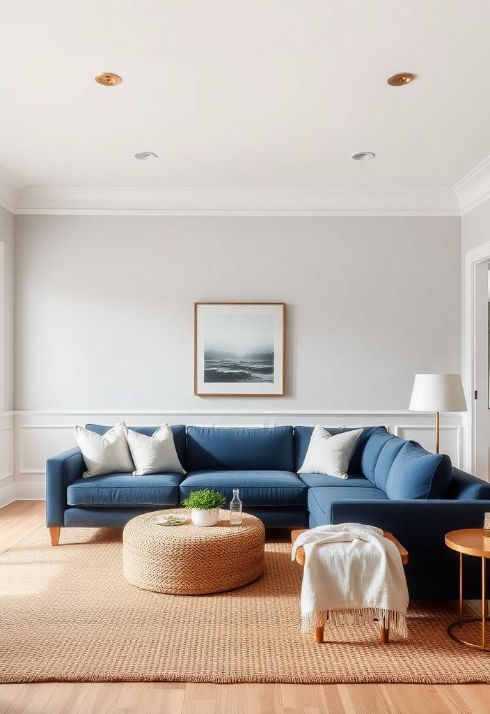 Blue and Gray Living Room Ideas: Classic Style Blue and gray living room decor ideas. Classic living room design with blue and gray color scheme for elegant home interiors.