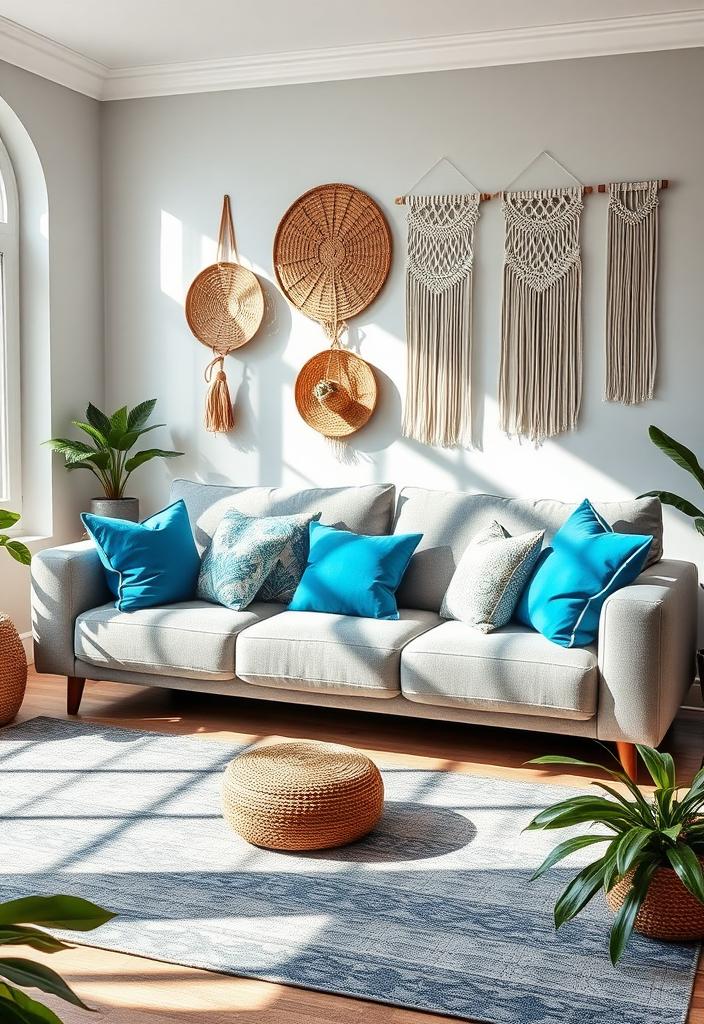 Boho Living Room Ideas: Decorating with Blue and Gray Boho living room with blue and gray decor. Stylish, eclectic design ideas and inspiration for a relaxed, comfortable space.