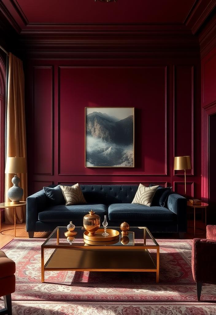 Burgundy and Black Decor: Bold Living Room Ideas Burgundy and black living room decor ideas. Bold color scheme inspiration for a modern, stylish home interior.