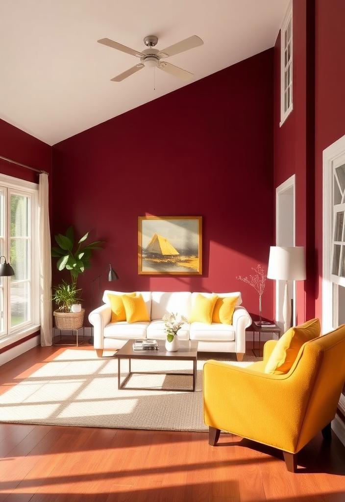 Burgundy and Yellow Decor: Living Room Color Ideas Burgundy and yellow living room decor. Inspiring color scheme ideas for a warm and inviting living space.