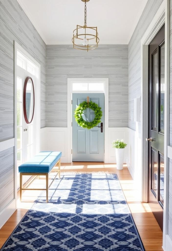 Charming Blue and Gray Entryway Ideas Charming blue and gray entryway ideas. Stylish foyer design with calming colors, perfect for home decor inspiration.
