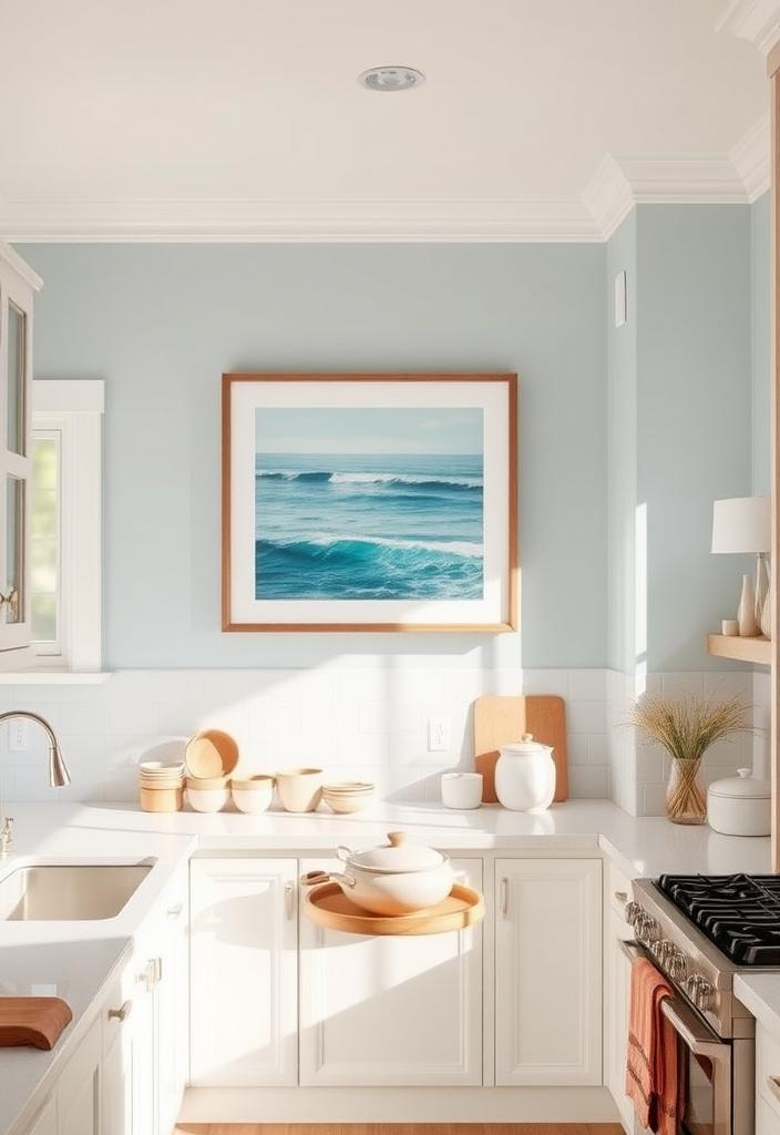 Coastal Kitchen Decor: Ocean Art Ideas Coastal kitchen decor: Ocean art prints, seashell displays, & beach-themed accents for a serene seaside vibe in your home.