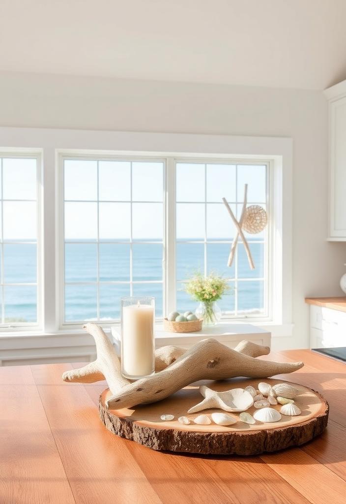 Coastal Kitchen Decor: Using Driftwood for Beachy Accents Coastal Kitchen Decor: Driftwood accents create a beachy vibe. Natural driftwood adds texture and charm to a coastal style kitchen.