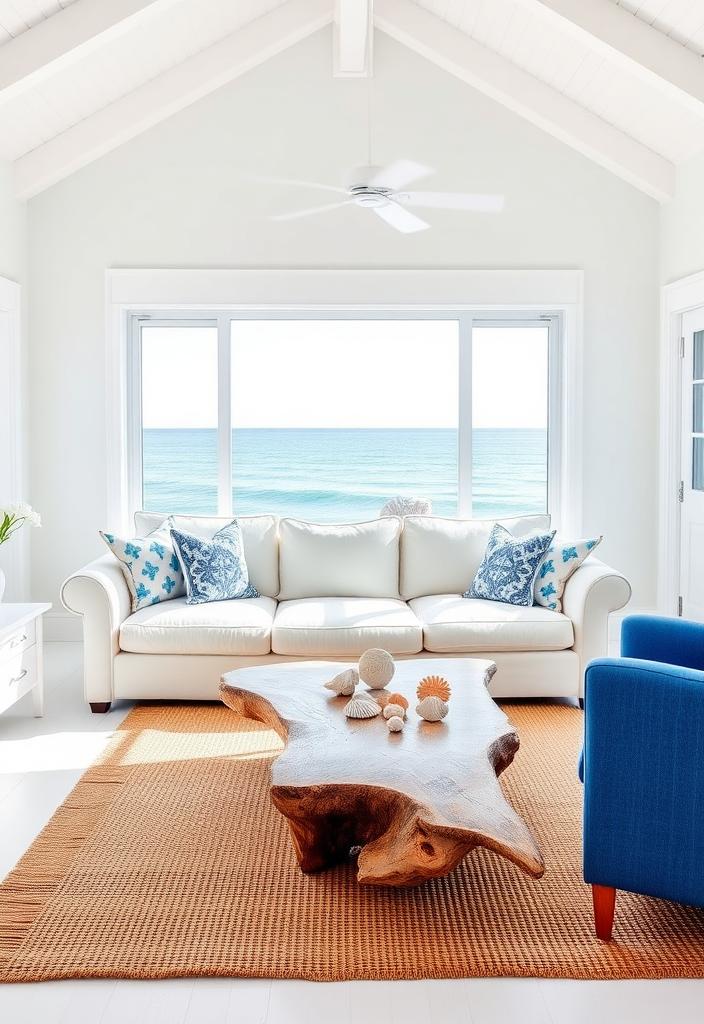 Coastal Living Room Ideas: Blue and White Decor Blue and white coastal living room decor ideas. Beach house inspiration with nautical accents. Serene & stylish design.