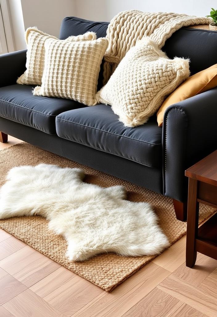 Cozy Home Decor: Layering Textures for Visual Appeal Cozy home decor: Layered textures create visual interest in a warm, inviting space. Interior design inspiration.