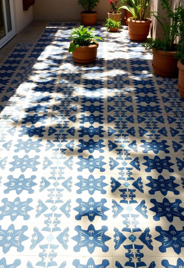 DIY Stenciled Patio Floor: Tile Designs on a Budget DIY stenciled patio floor. Budget-friendly tile design using stencils. Affordable outdoor flooring makeover.