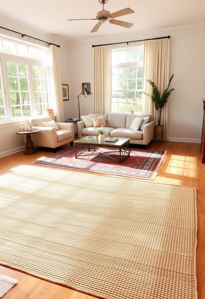 Jute and Sisal Rugs: Decorating with Natural Fibers Jute and Sisal Rugs: Natural fiber rug with textured weave. Eco-friendly flooring option for living room or bedroom decor.