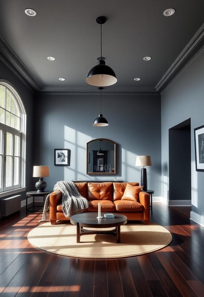 Masculine Living Room Ideas: Blue and Gray Decor Blue and gray masculine living room decor ideas. Modern living room with sophisticated color palette.