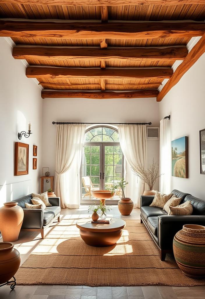 Masculine Mediterranean Living Room Ideas: Rugged Coastal Decor Masculine Mediterranean living room: Rugged coastal decor with textured rug, stone accents, and natural light.