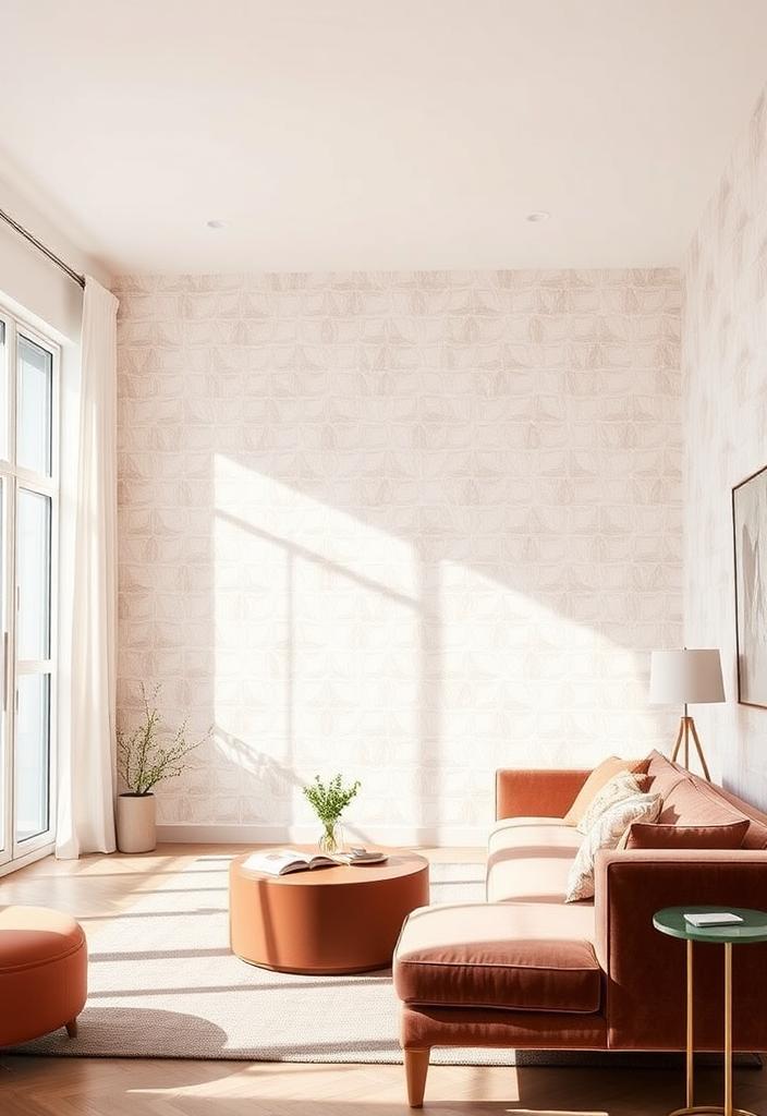 Modern Wallpaper Ideas: Designing a Chic Living Room Modern wallpaper ideas for a chic living room. Stylish wallpaper design enhancing a contemporary interior. Living room decor inspiration.