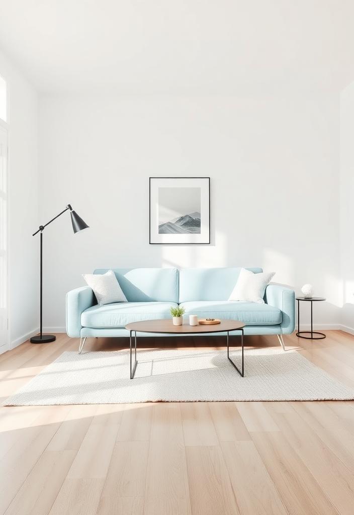 Pastel Living Room Ideas: Blue Sofa Inspiration Pastel living room idea: Blue sofa in a bright, airy space. Inspiration for calming, modern home decor with a pastel color palette.