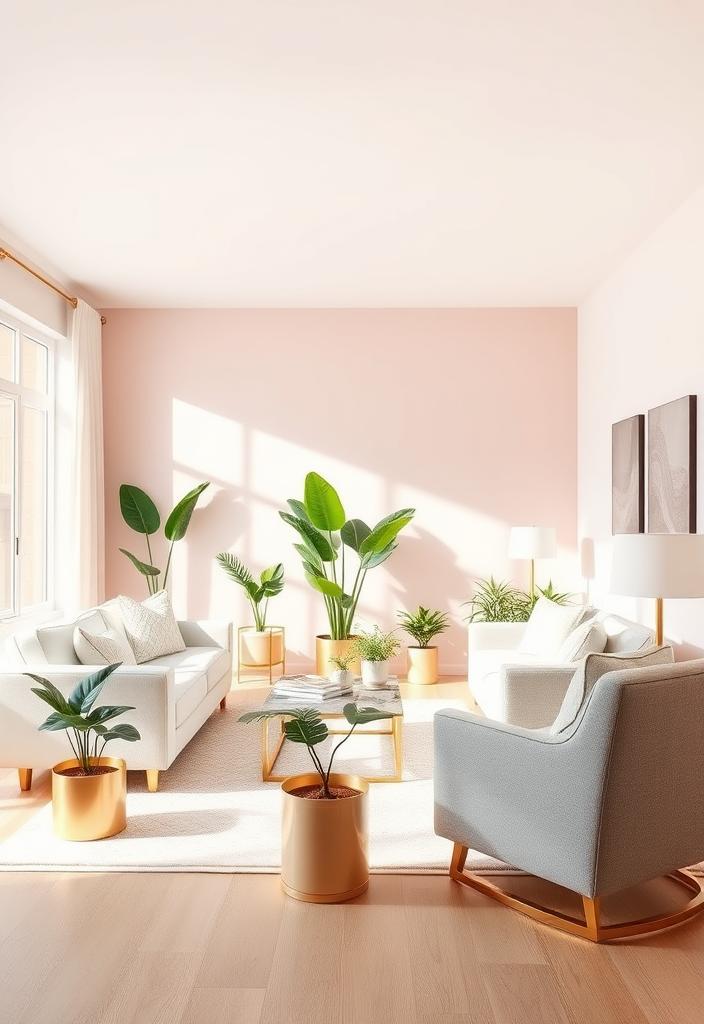 Pink Accent Wall Ideas: Bright Living Room Designs Pink accent wall bright living room design. Modern interior with blush pink wall, sofa, and decor ideas.