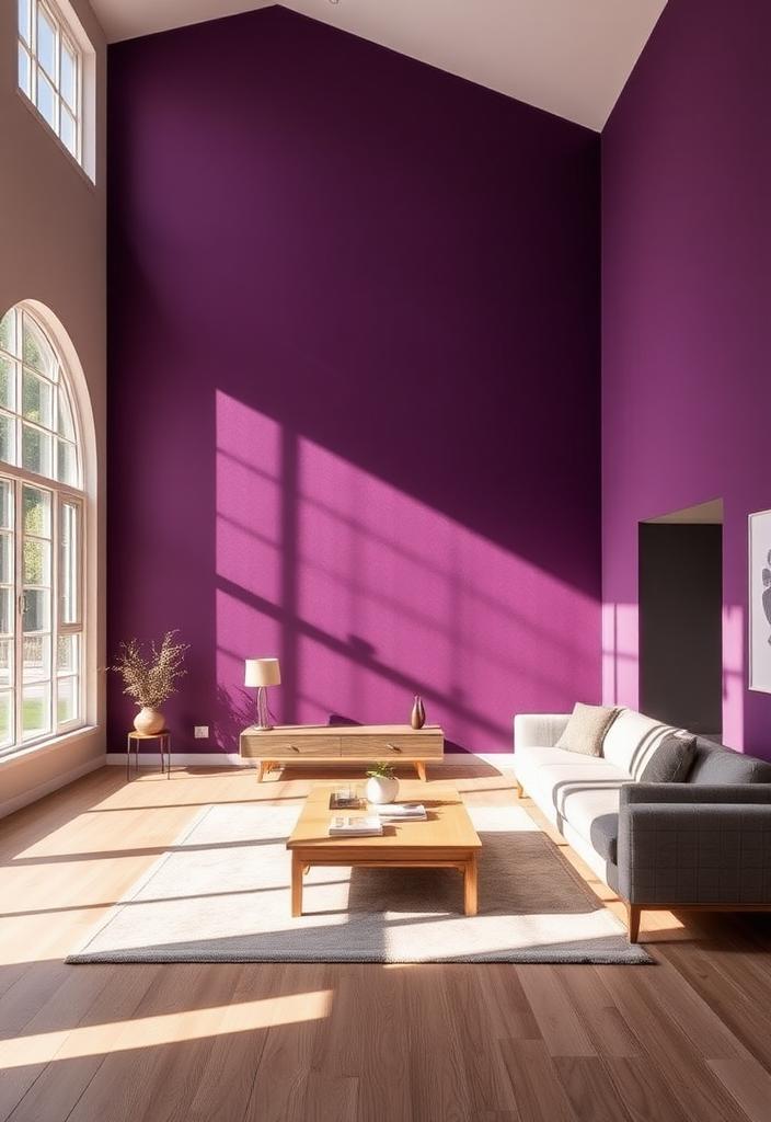 Purple Accent Wall Ideas: Bold Decor for Your Living Room Purple accent wall living room idea. Bold purple wall decor inspiration. Modern interior design with purple.