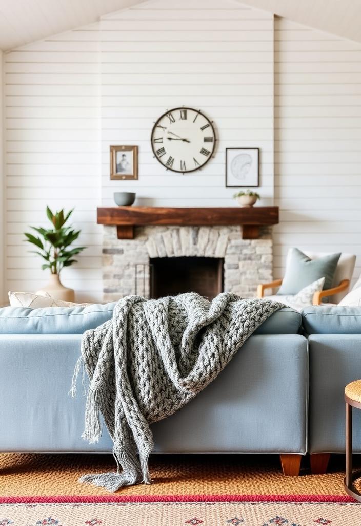 Rustic Decor: Blue and Gray Color Palettes Rustic decor header: Blue and gray color palette inspiration. Farmhouse style with calming, muted tones. Interior design ideas.
