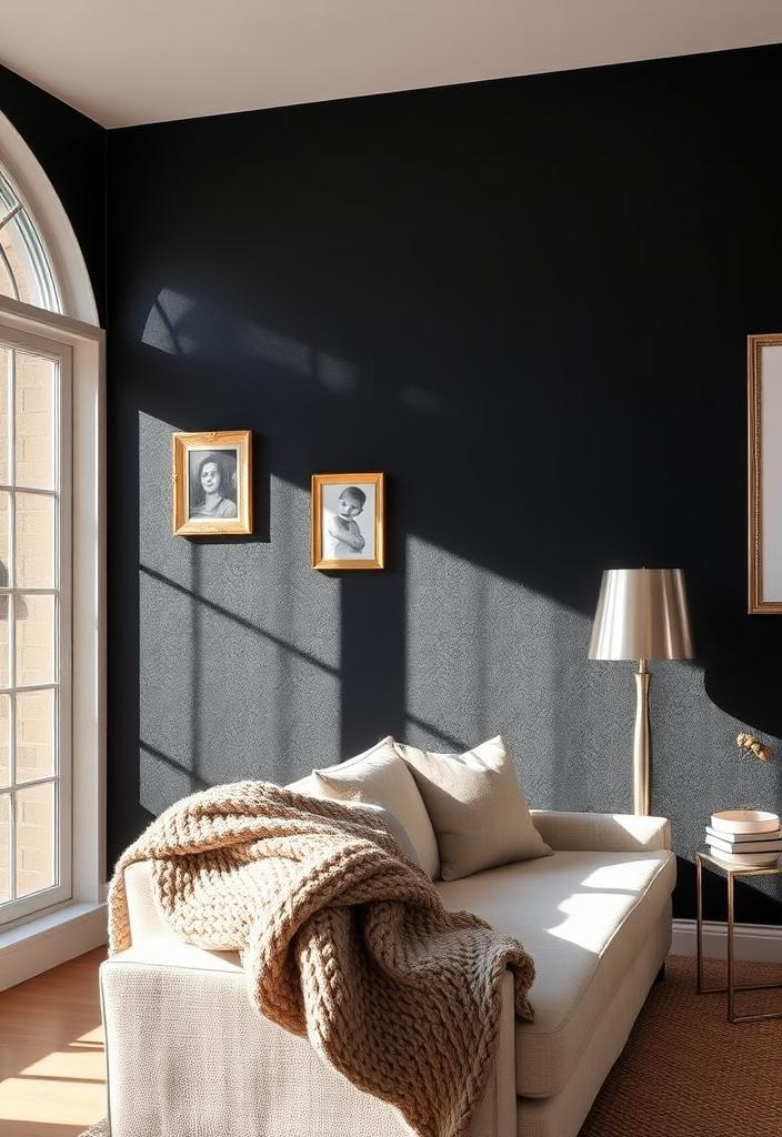 Stunning Black Accent Wall Ideas for Your Home Black accent wall ideas: Modern home interior with bold, dark wall. Dramatic paint & design inspiration for a stylish space.