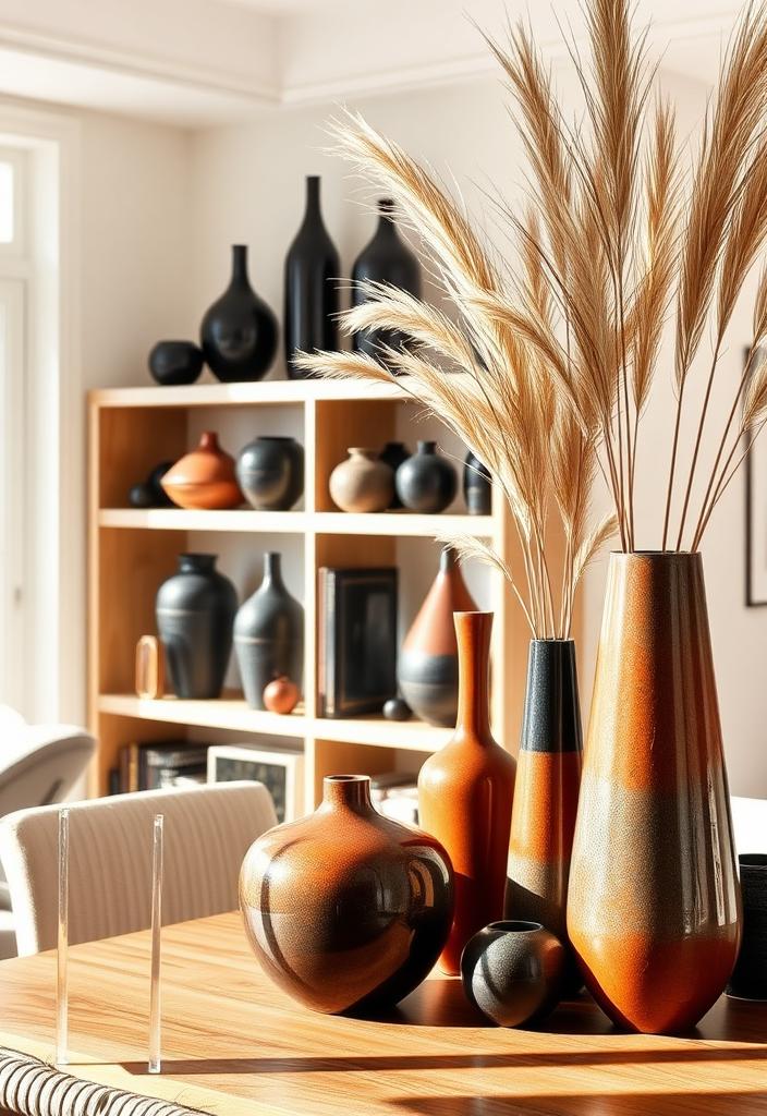 Stylish Black and Rust Vases: Decor Ideas Black and rust vases decor. Modern home accents. Stylish vase arrangement ideas. Rustic and elegant home decor.