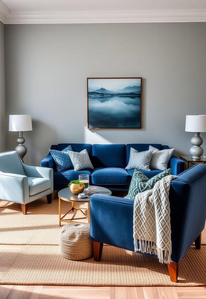 Stylish Blue and Gray Living Room Ideas for Modern Homes Stylish blue and gray living room design. Modern home decor ideas with blue and grey color palette for contemporary living spaces.